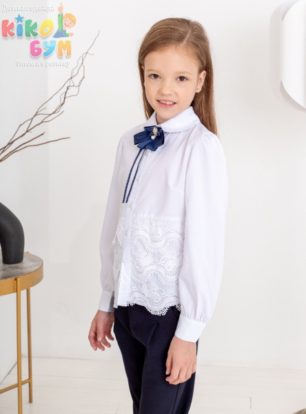 701289 Блуза с длинным рукавом и брошью ModaLora