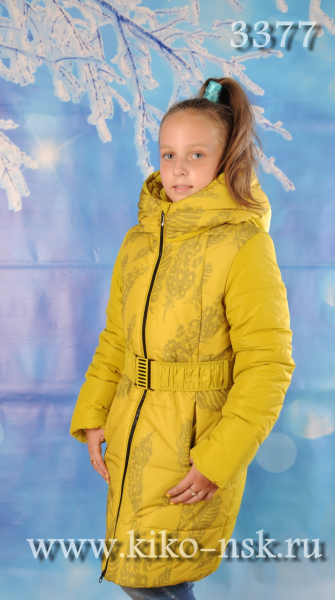 3377 Пальто для девушки на синтепоне, Горчица