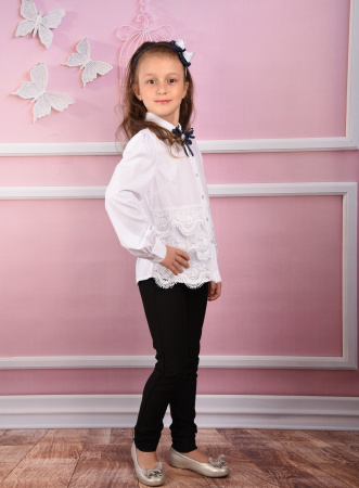 701289 Блуза с длинным рукавом и брошью ModaLora