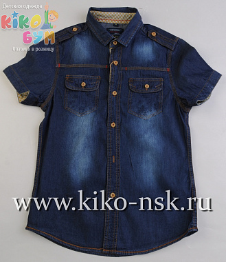 230035В(2-10) Рубашка джинсовая для мальчика-подростка