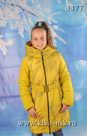 3377 Пальто для девушки на синтепоне, Горчица